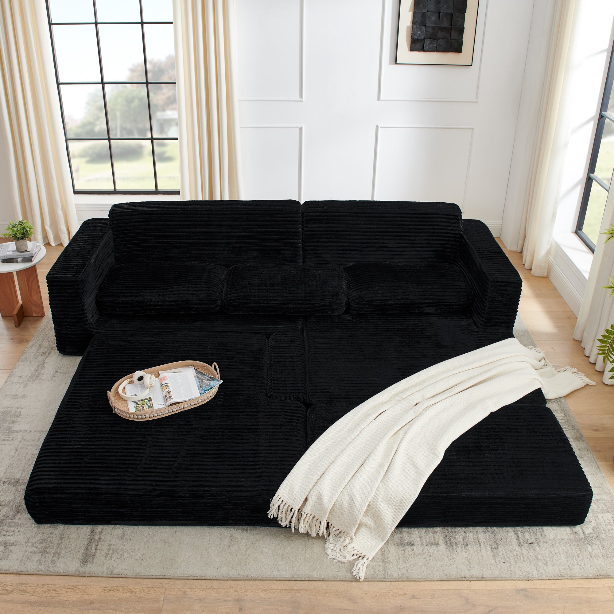 Compressed L Shaped Modular Sofa