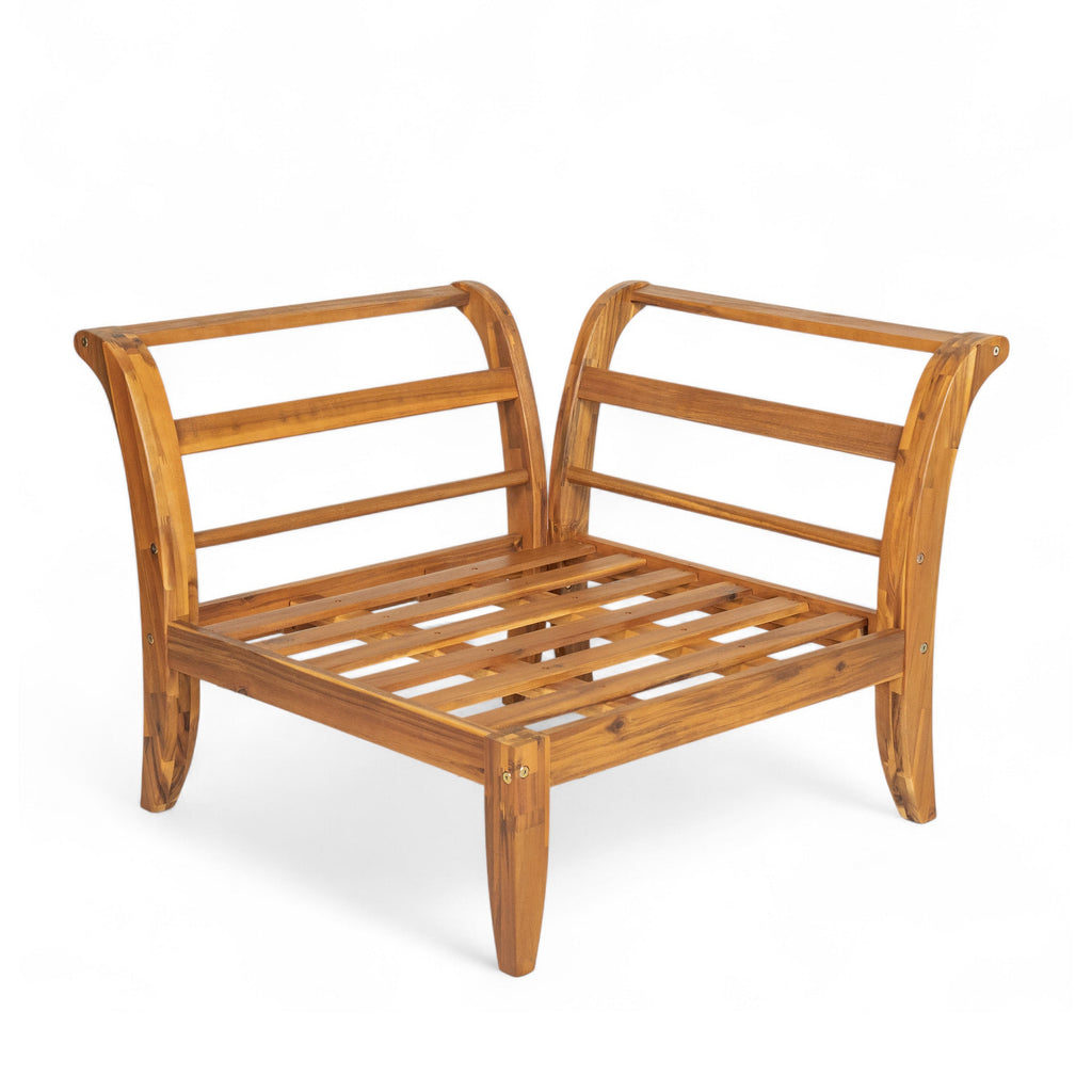6-Piece Outdoor Sectional Sofa Set Acacia Wood Teak and Beige