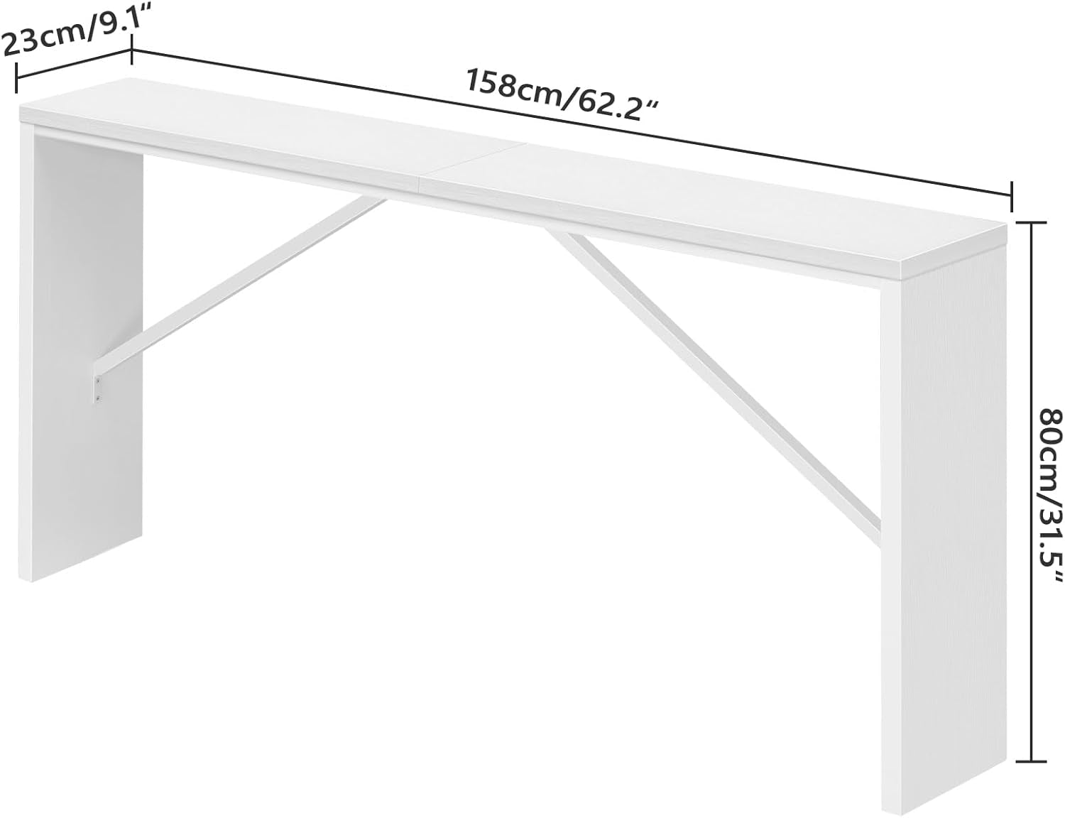 Industrial White Console Table With Metal Frame