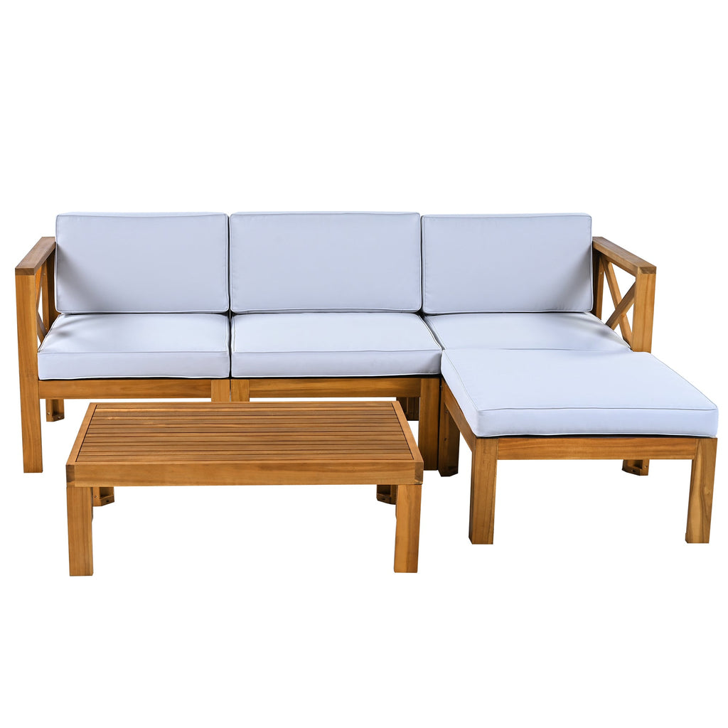 5-Piece Acadia Wood Outdoor Sectional Sofa Set