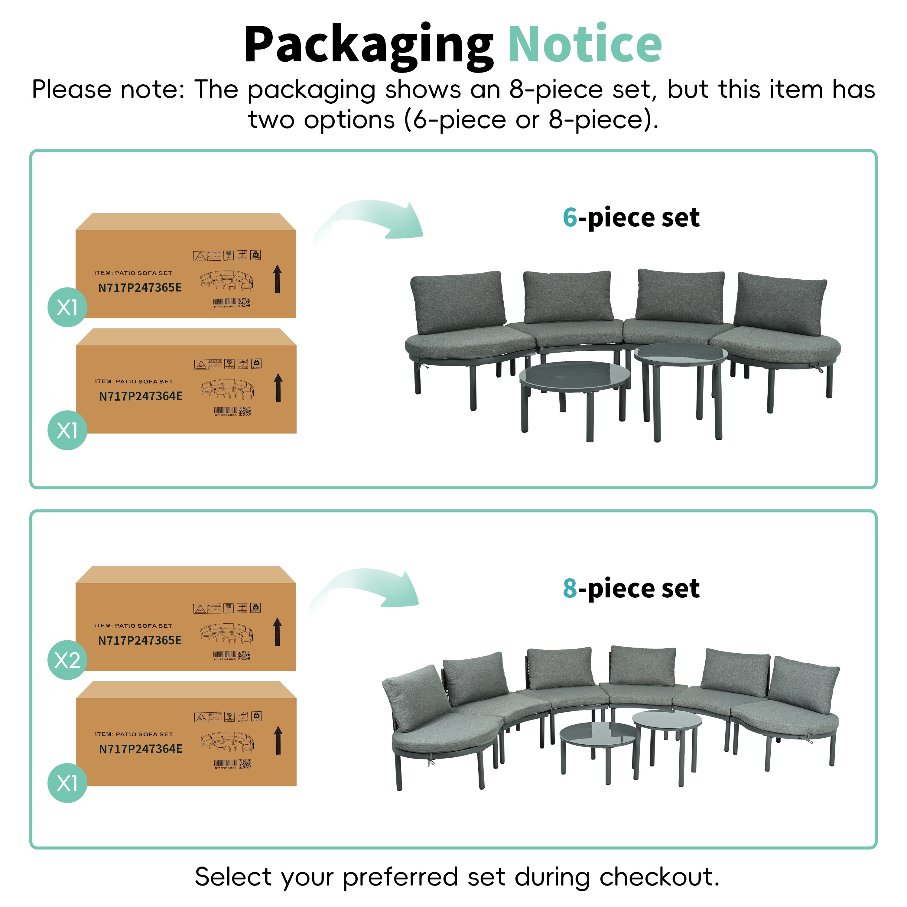 8-Piece Outdoor Sectional Sofa Set Aluminum / Beige with Rattan Style