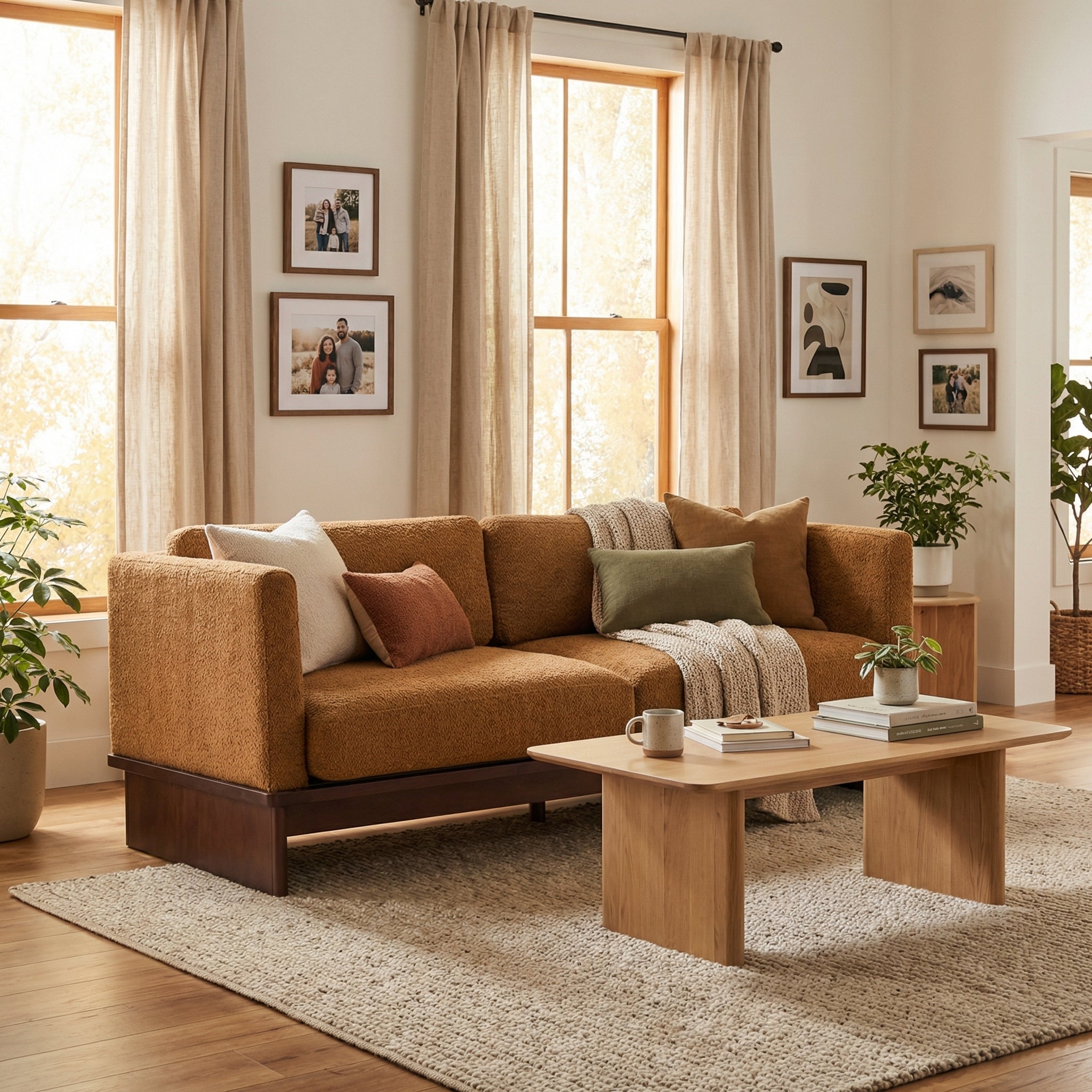 77" Modern Boucle Sofa