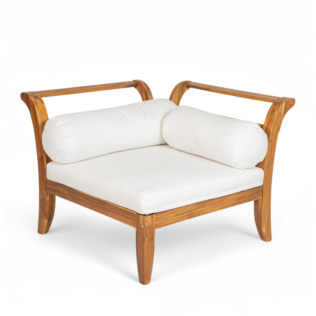 6-Piece Outdoor Sectional Sofa Set Acacia Wood Teak and Beige