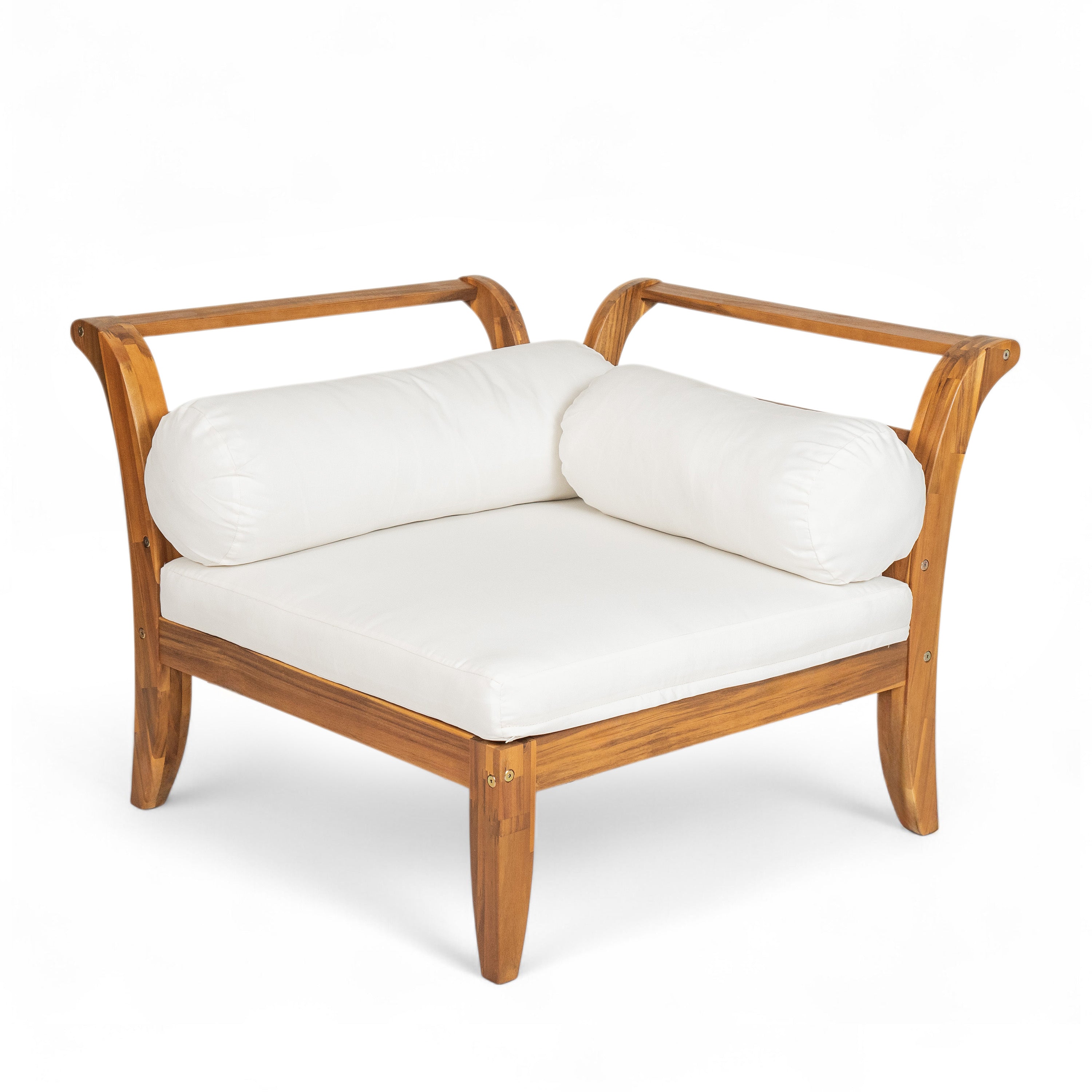 6-Piece Outdoor Sectional Sofa Set Acacia Wood Teak and Beige