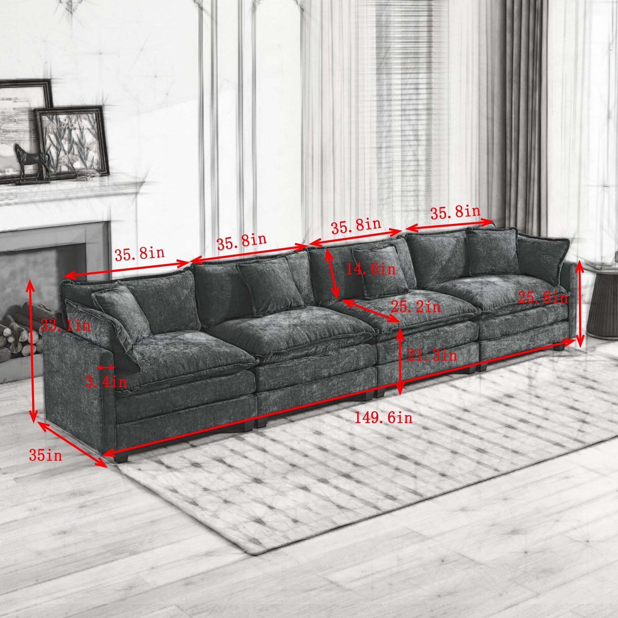 Cloud Chenille Sectional Sofa