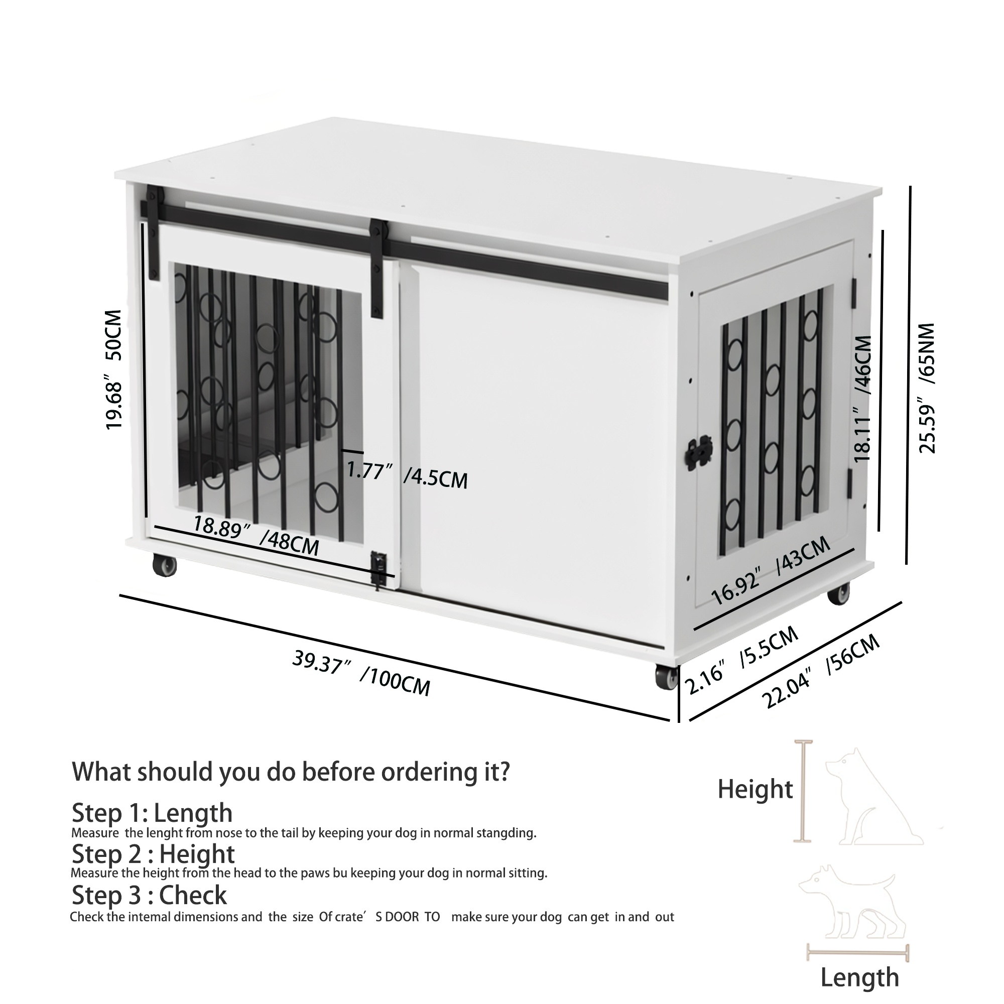 Modern Wooden Dog Crate with Sliding Barn Door