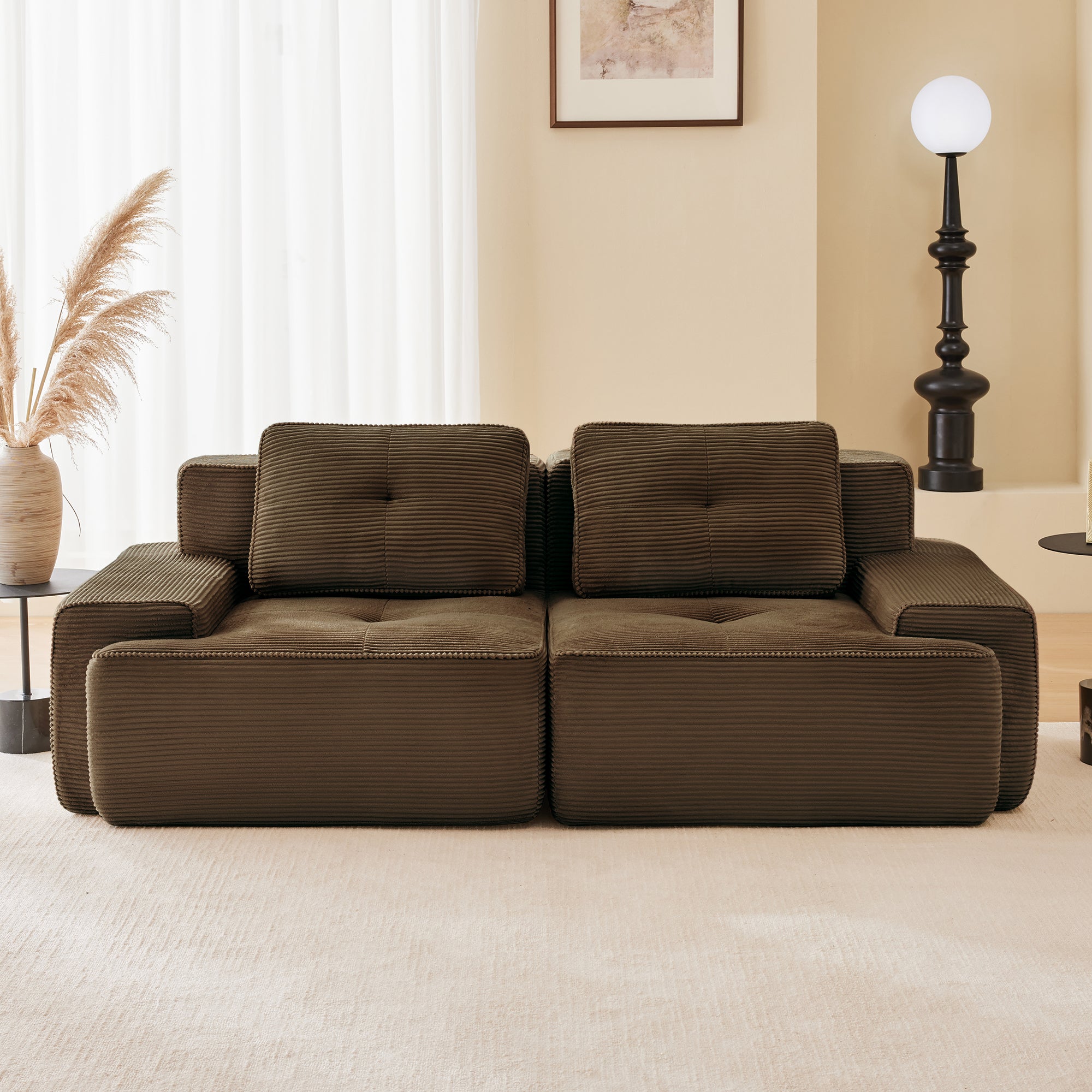 82inch Corduroy L-Shaped Modular Sofa