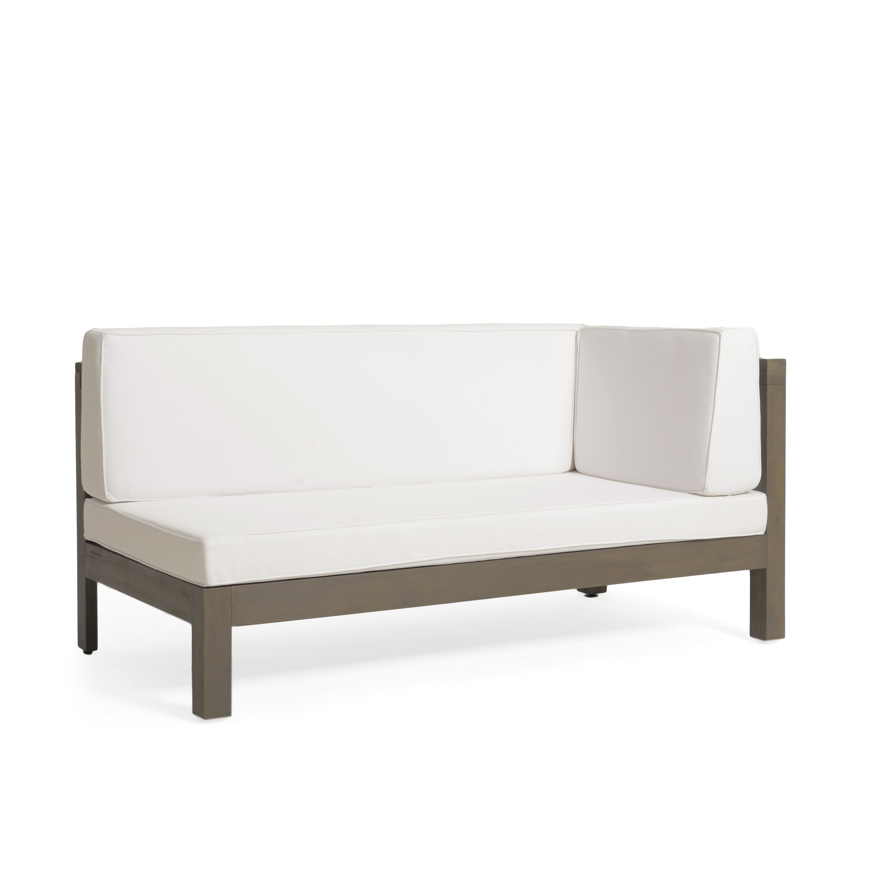 Outdoor Acacia Wood V-Shaped Sectional Sofa Set with Cushions – Modern