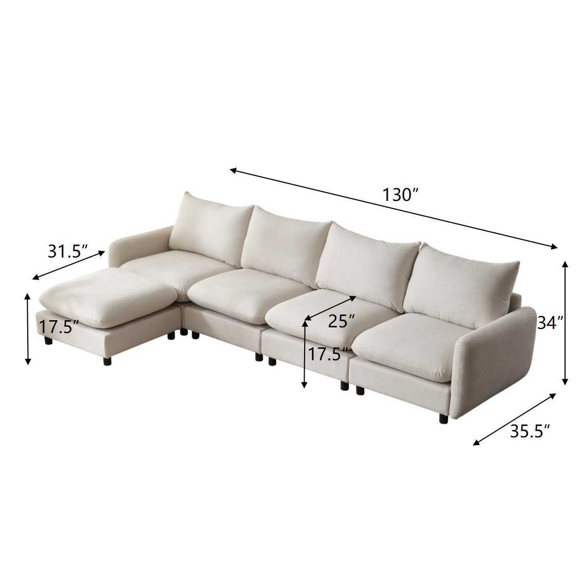 Modular Upholstered Convertible Sofa