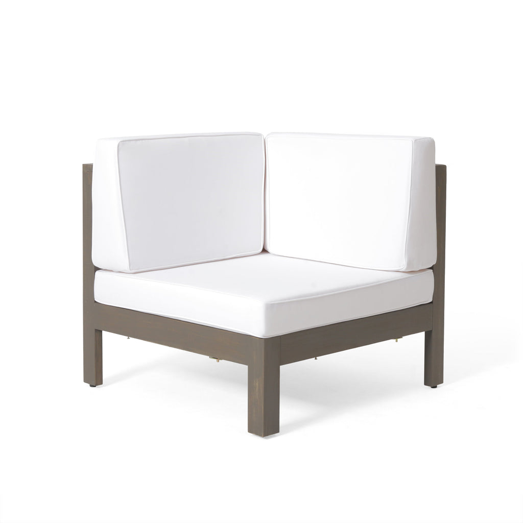 Outdoor Acacia Wood V-Shaped Sectional Sofa Set with Cushions – Modern