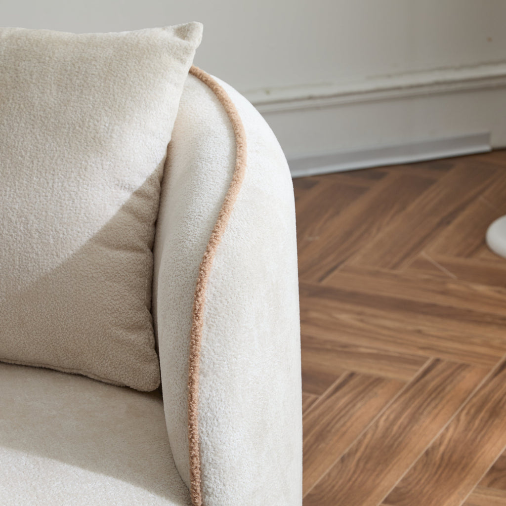 82" Curved Boucle Sofa