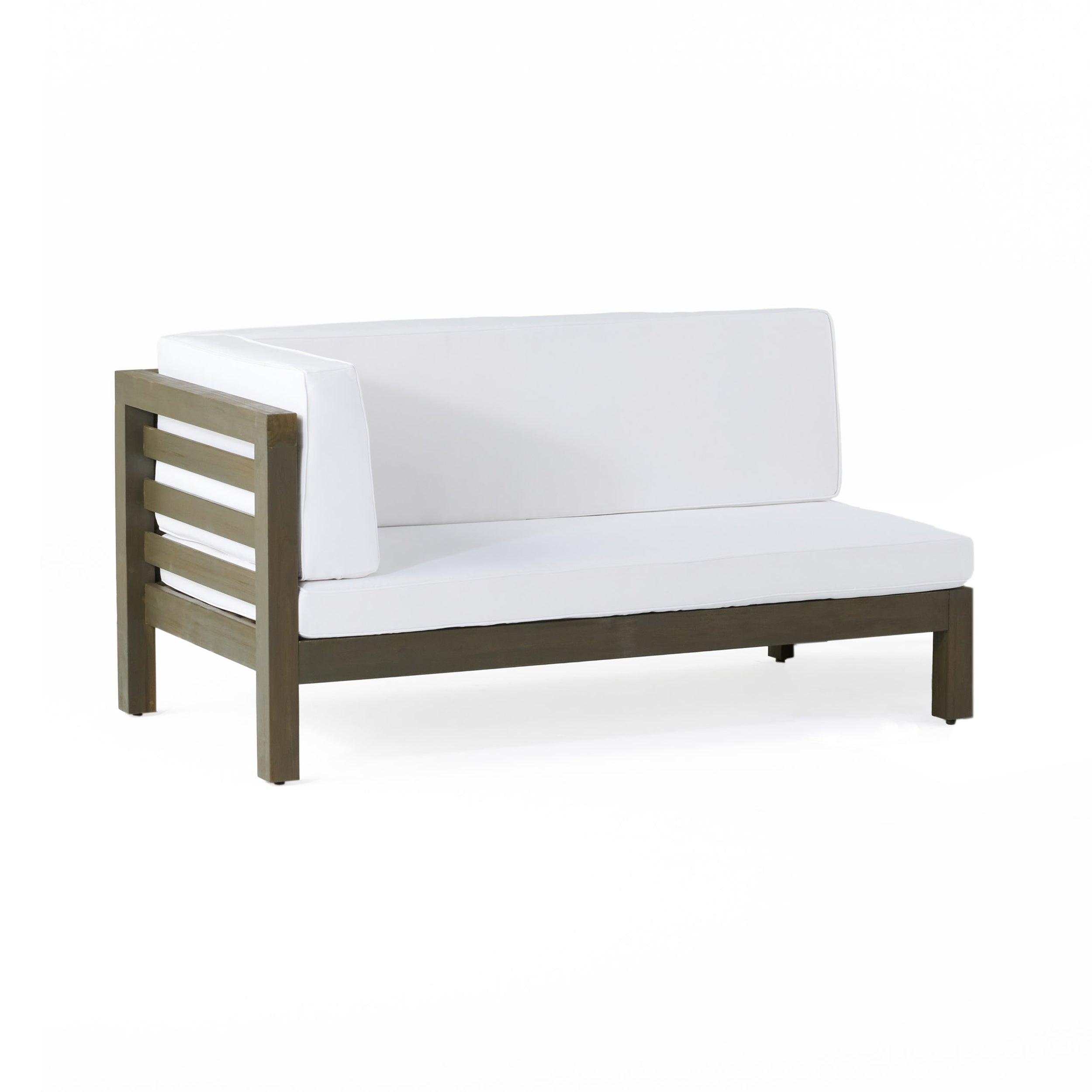 Outdoor Acacia Wood V-Shaped Sectional Sofa Set with Cushions – Modern