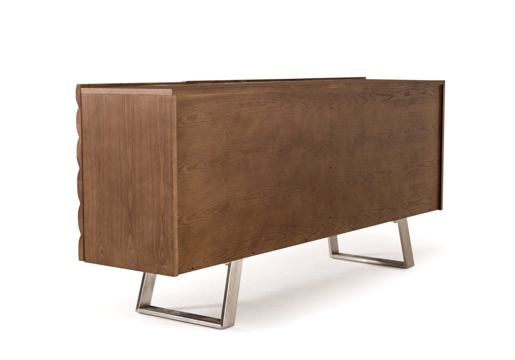 Walnut Wood Veneer & Steel Buffet