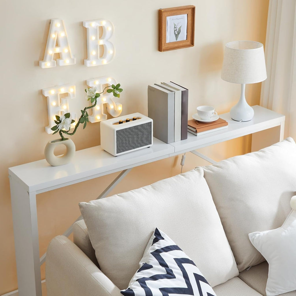 Industrial White Console Table With Metal Frame