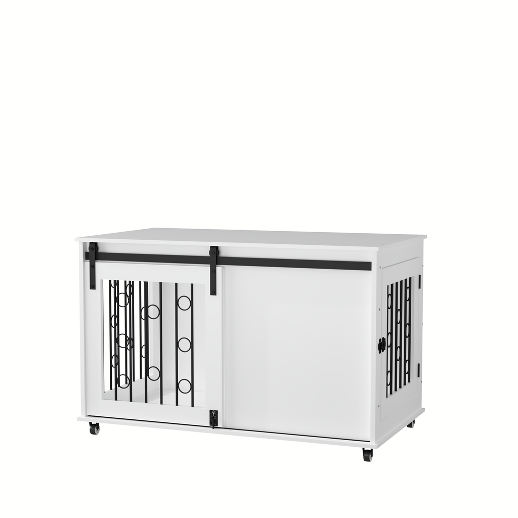 Modern Wooden Dog Crate with Sliding Barn Door