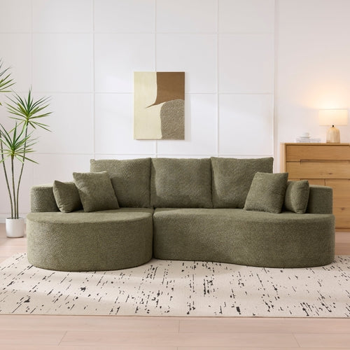 106" Curved Boucle Cloud Sofa