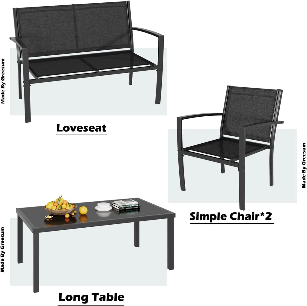 4 Piece Black Patio Furniture Set