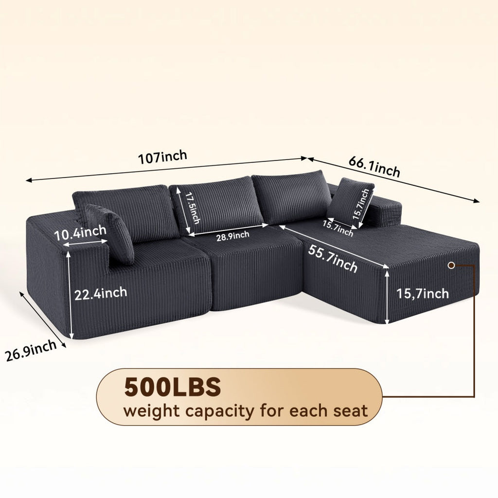 Gray Versatile Modular Sofa Bed - Space-Saving