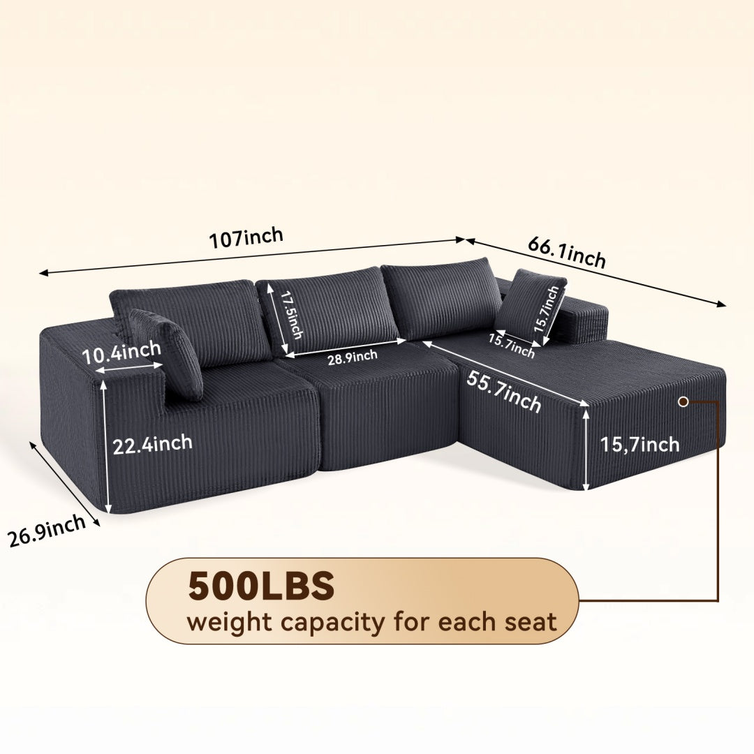Gray Versatile Modular Sofa Bed - Space-Saving