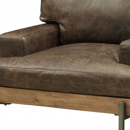 Distressed Chocolate Brown Genuine Leather Chair