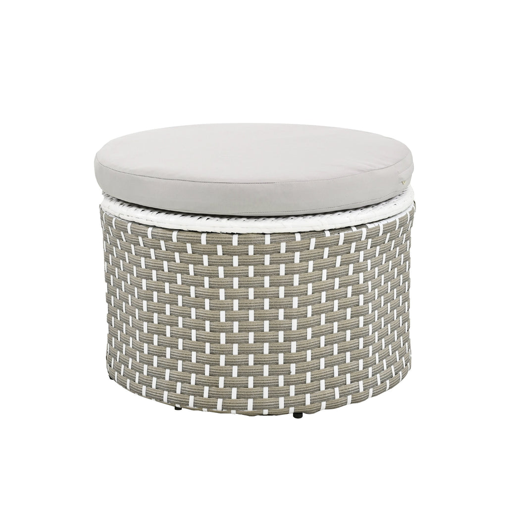 Outdoor Sectional Sofa PE Rattan Gray with Canopy