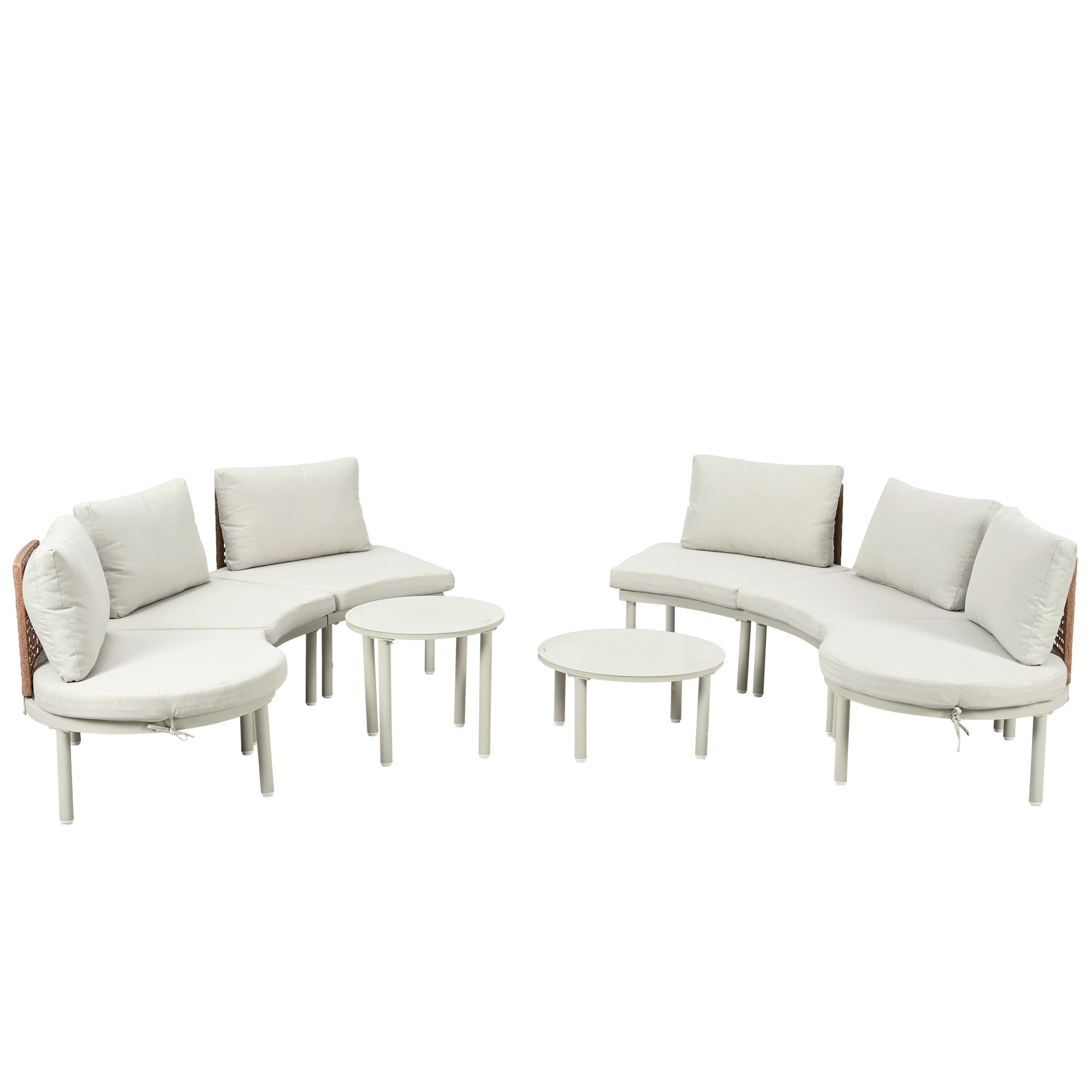 8-Piece Outdoor Sectional Sofa Set Aluminum / Beige with Rattan Style