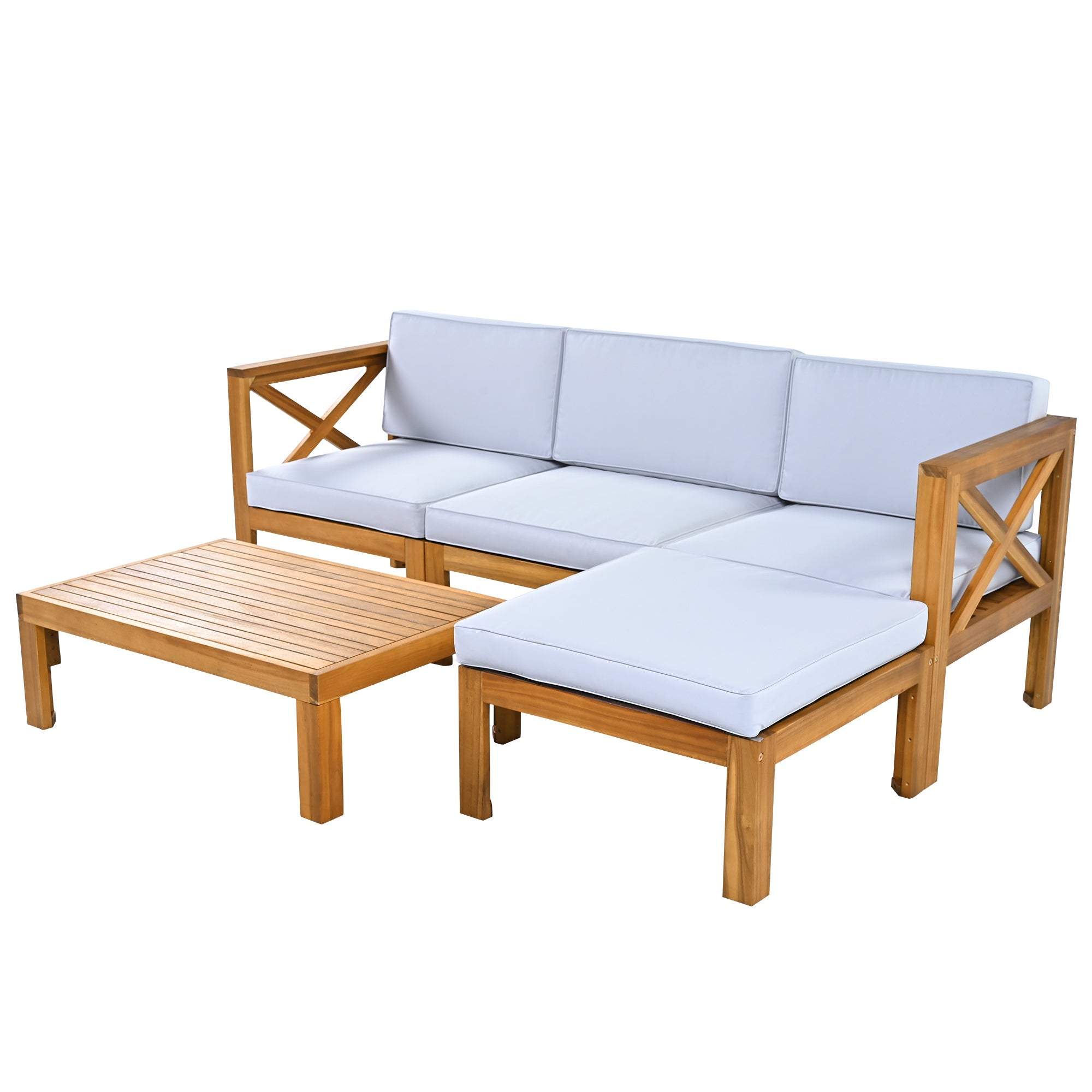 5-Piece Acadia Wood Outdoor Sectional Sofa Set