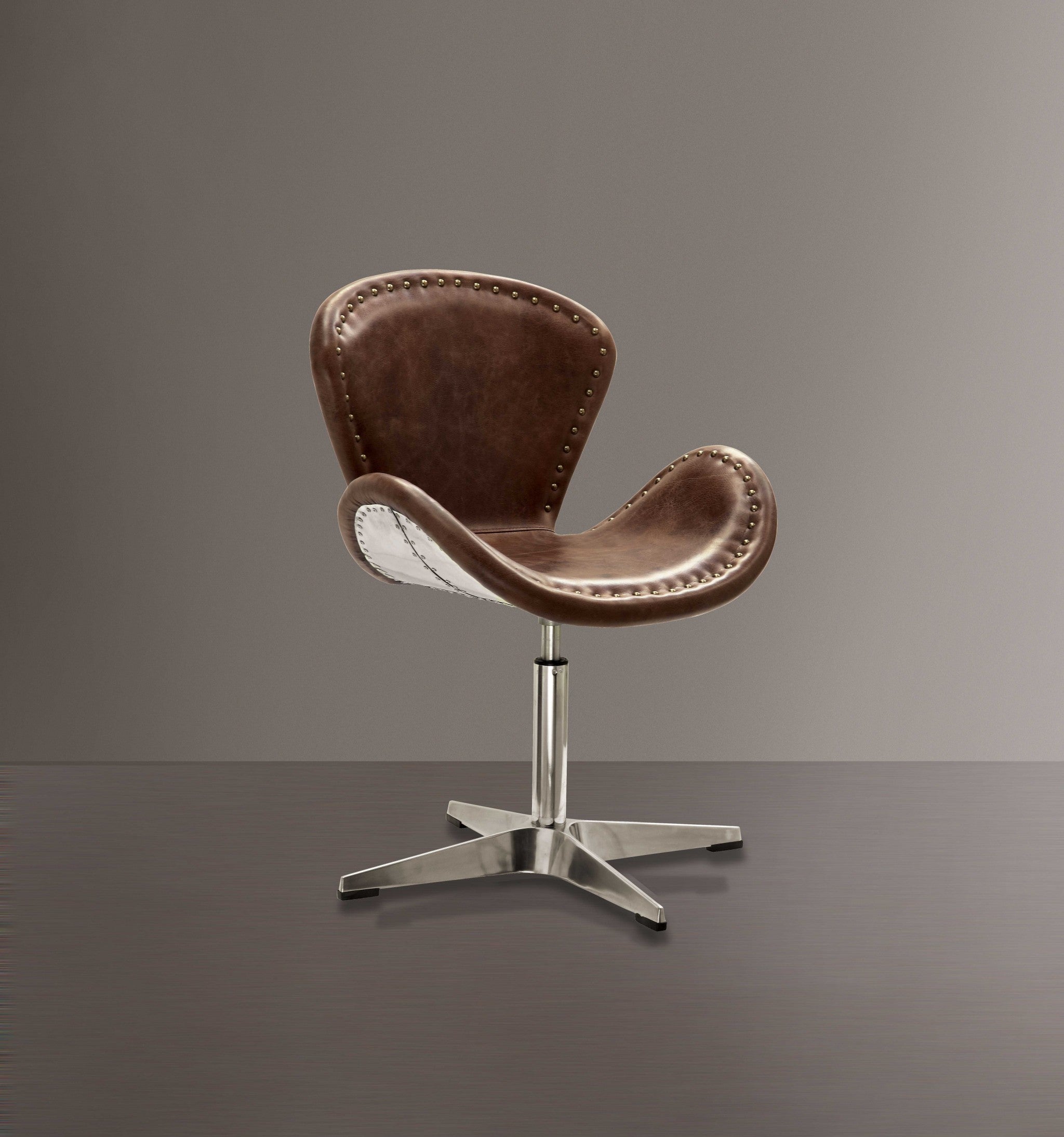 Retro Brown Leather Accent Chair