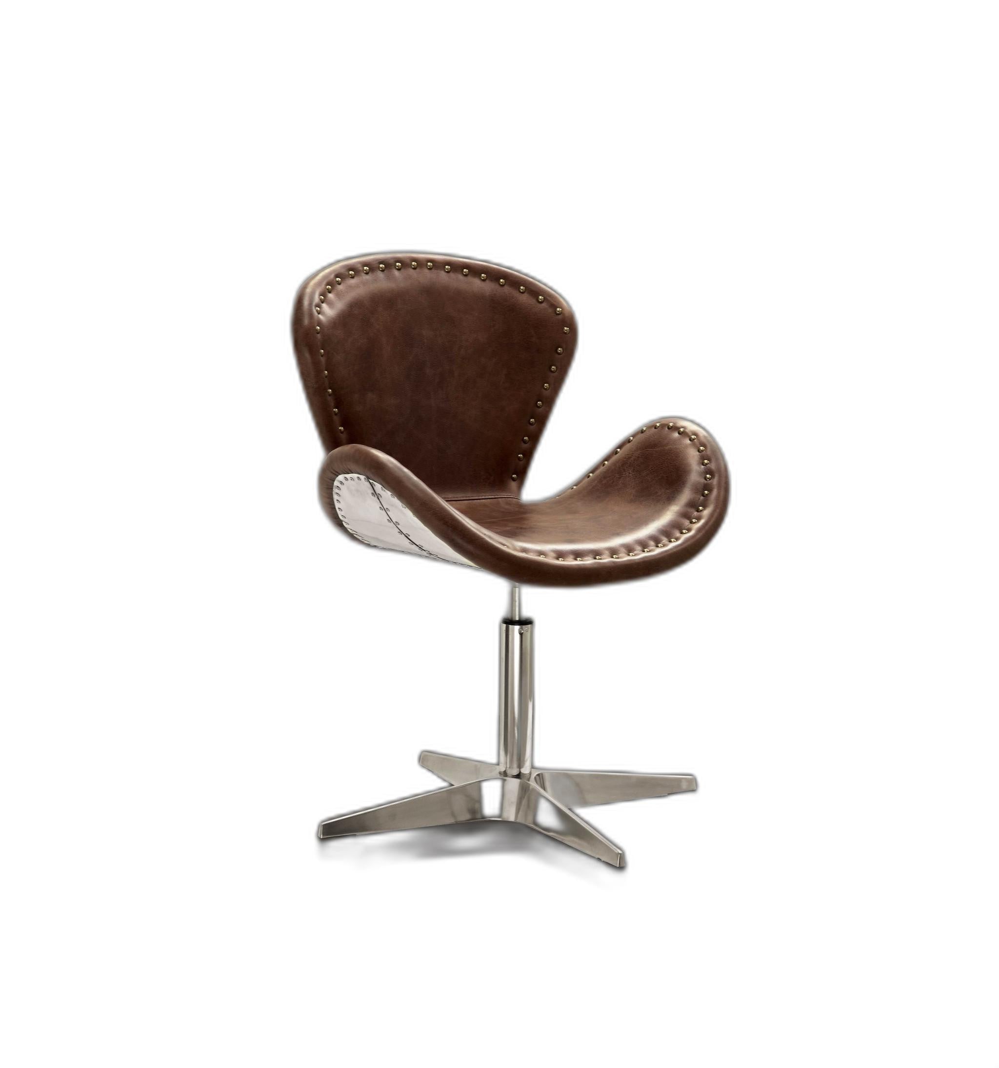 Retro Brown Leather Accent Chair