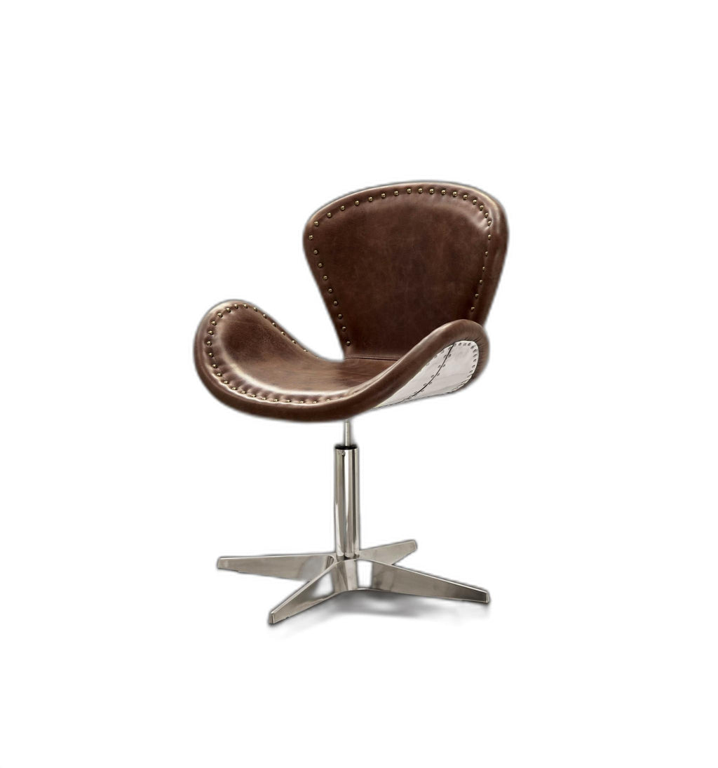 Retro Brown Leather Accent Chair