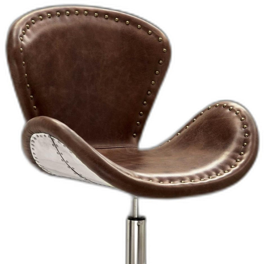 Retro Brown Leather Accent Chair