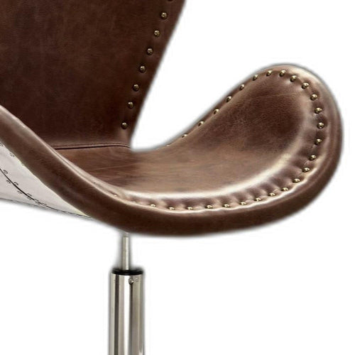 Retro Brown Leather Accent Chair