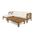 Acacia Wood L-Shaped Outdoor Sofa Set