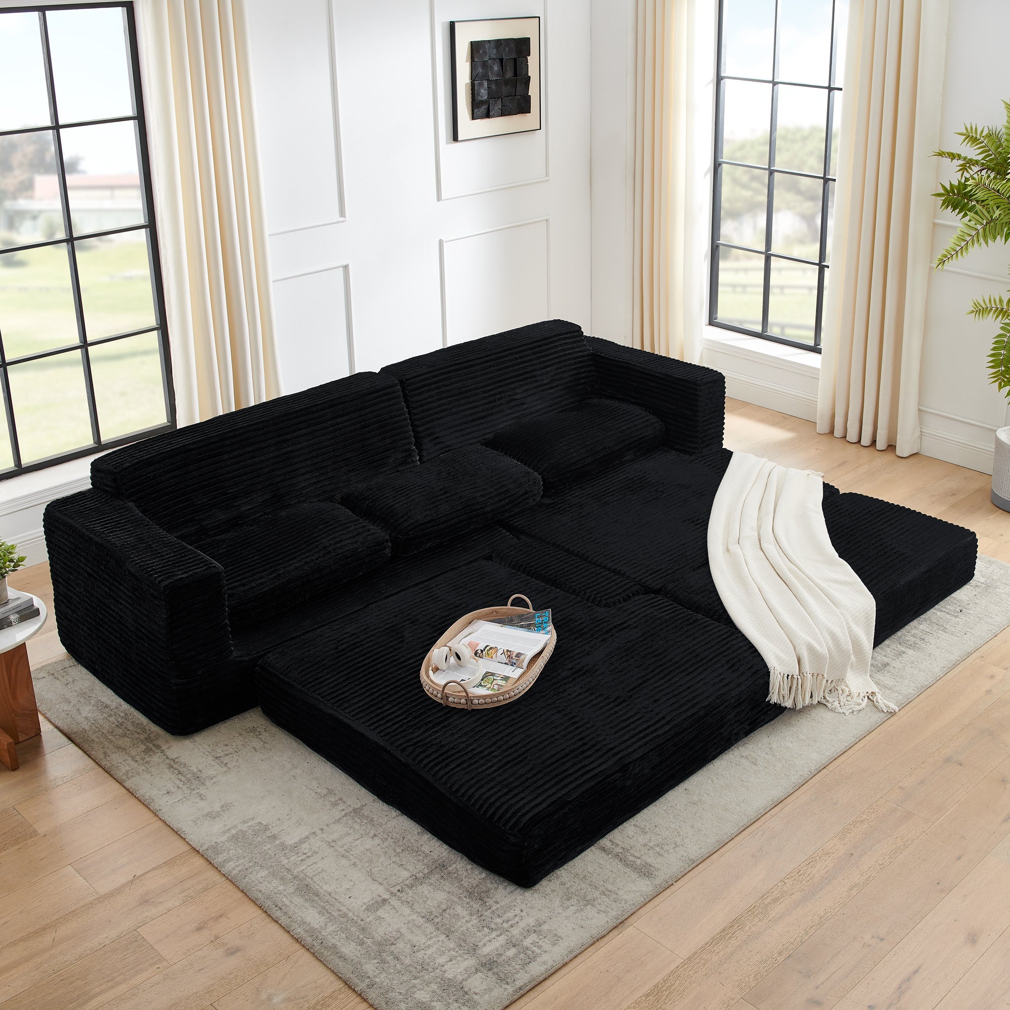 Compressed L Shaped Modular Sofa
