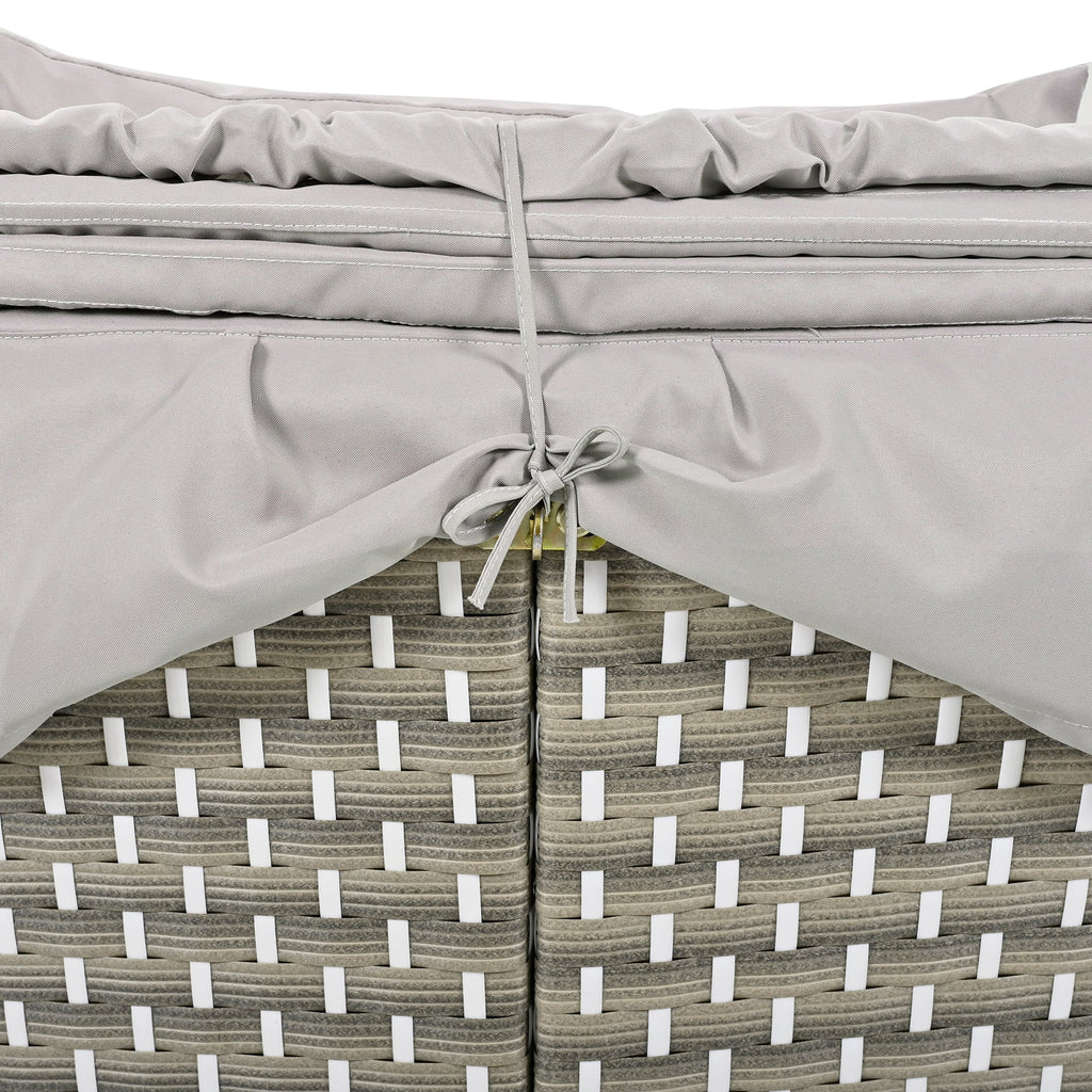 Outdoor Sectional Sofa PE Rattan Gray with Canopy