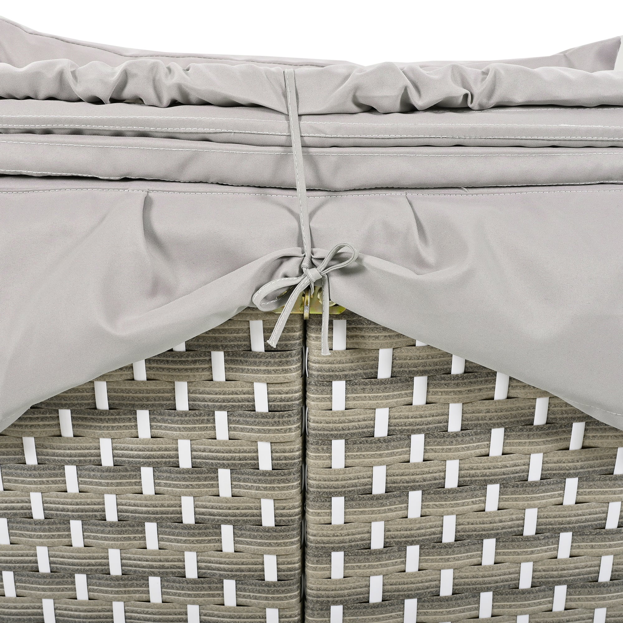Outdoor Sectional Sofa PE Rattan Gray with Canopy