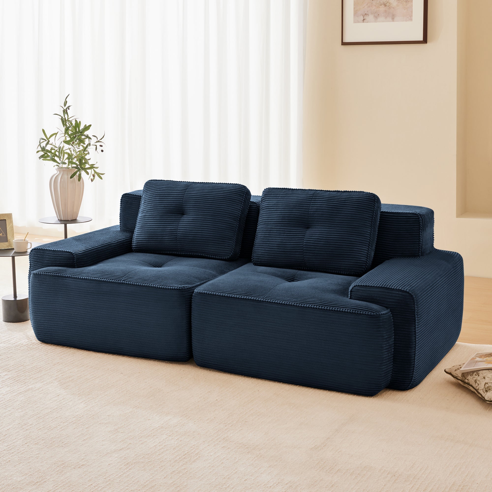 82inch Corduroy Modern L-Shaped Modular Sofa