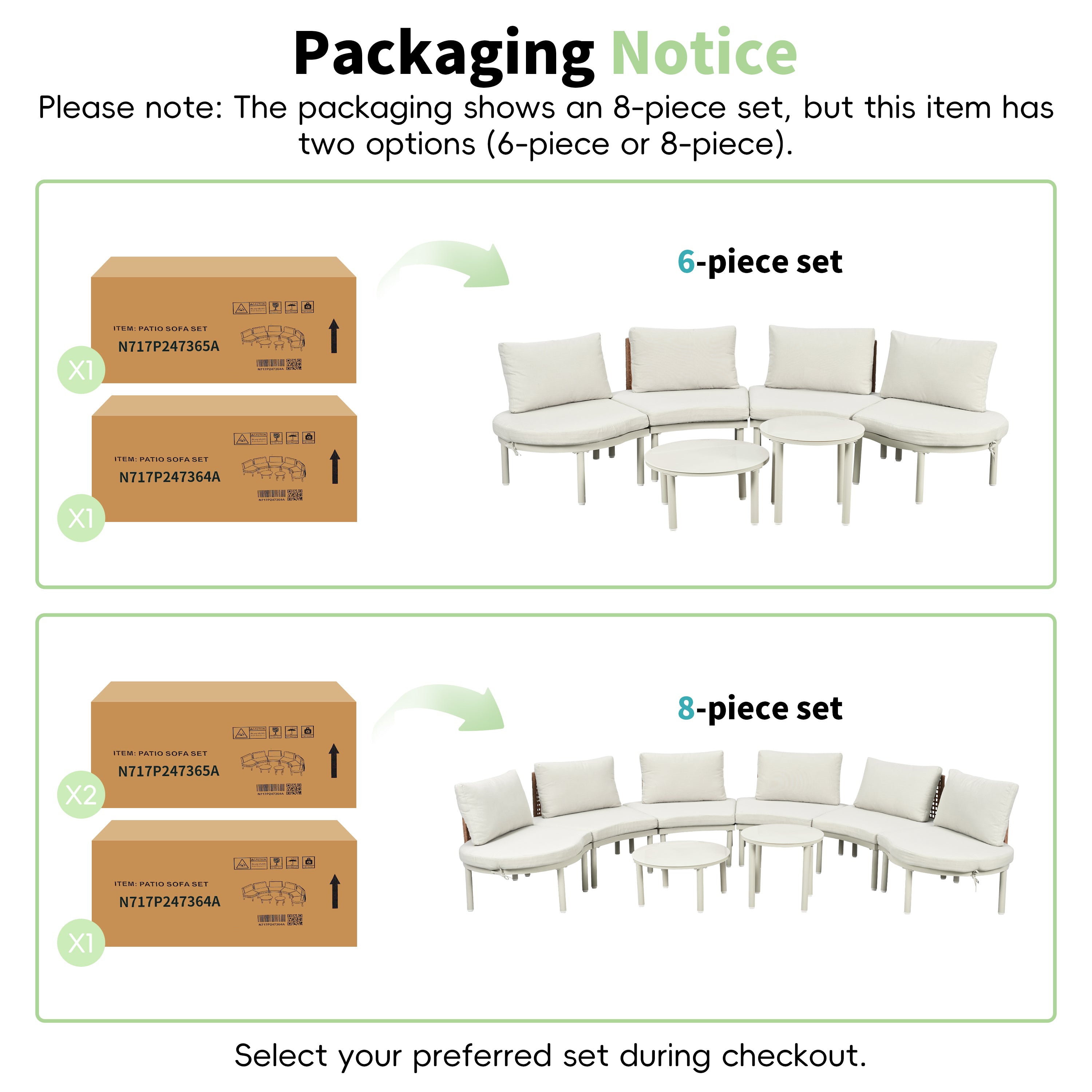 8-Piece Outdoor Sectional Sofa Set Aluminum / Beige with Rattan Style