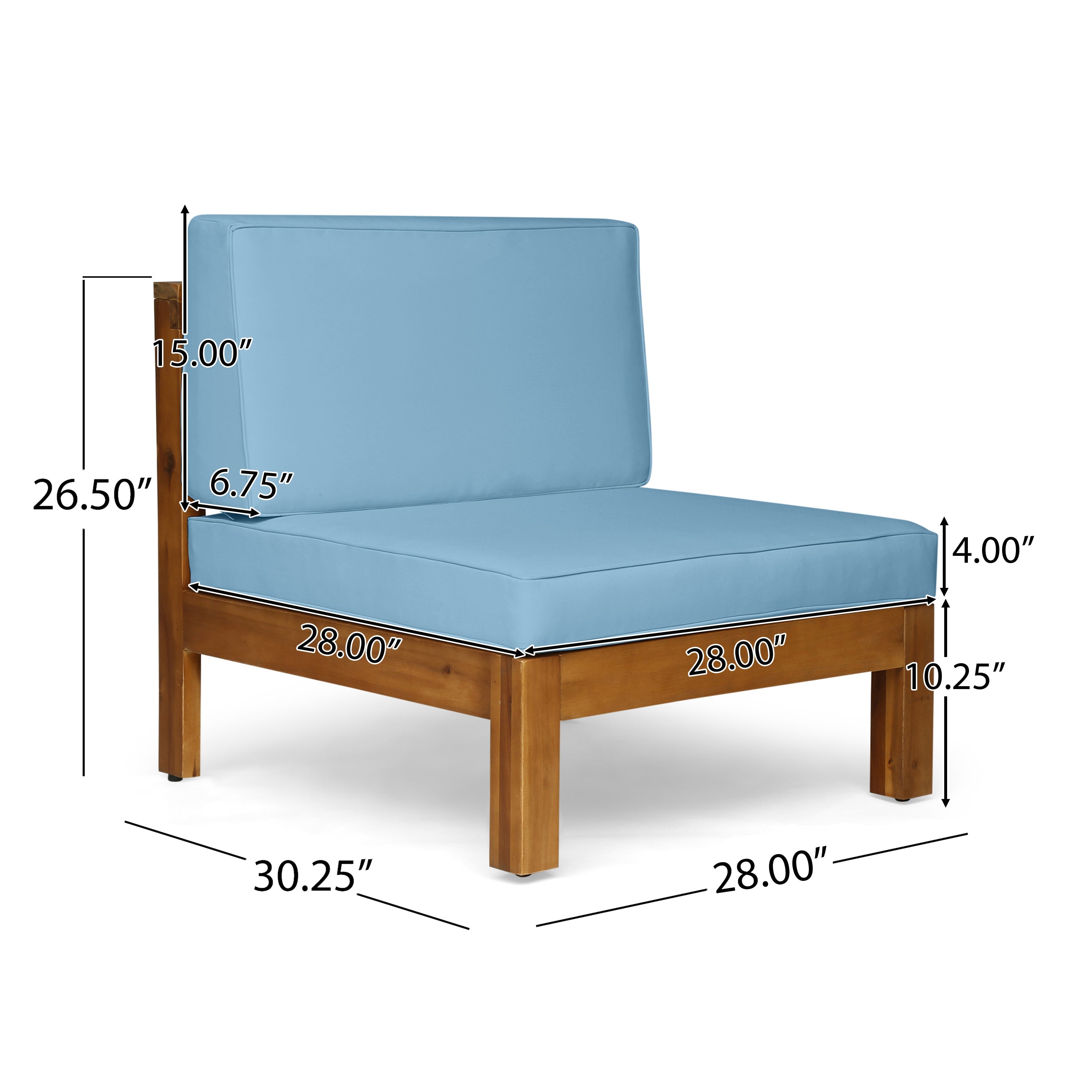 3-Piece Acacia Wood Outdoor Sofa Set
