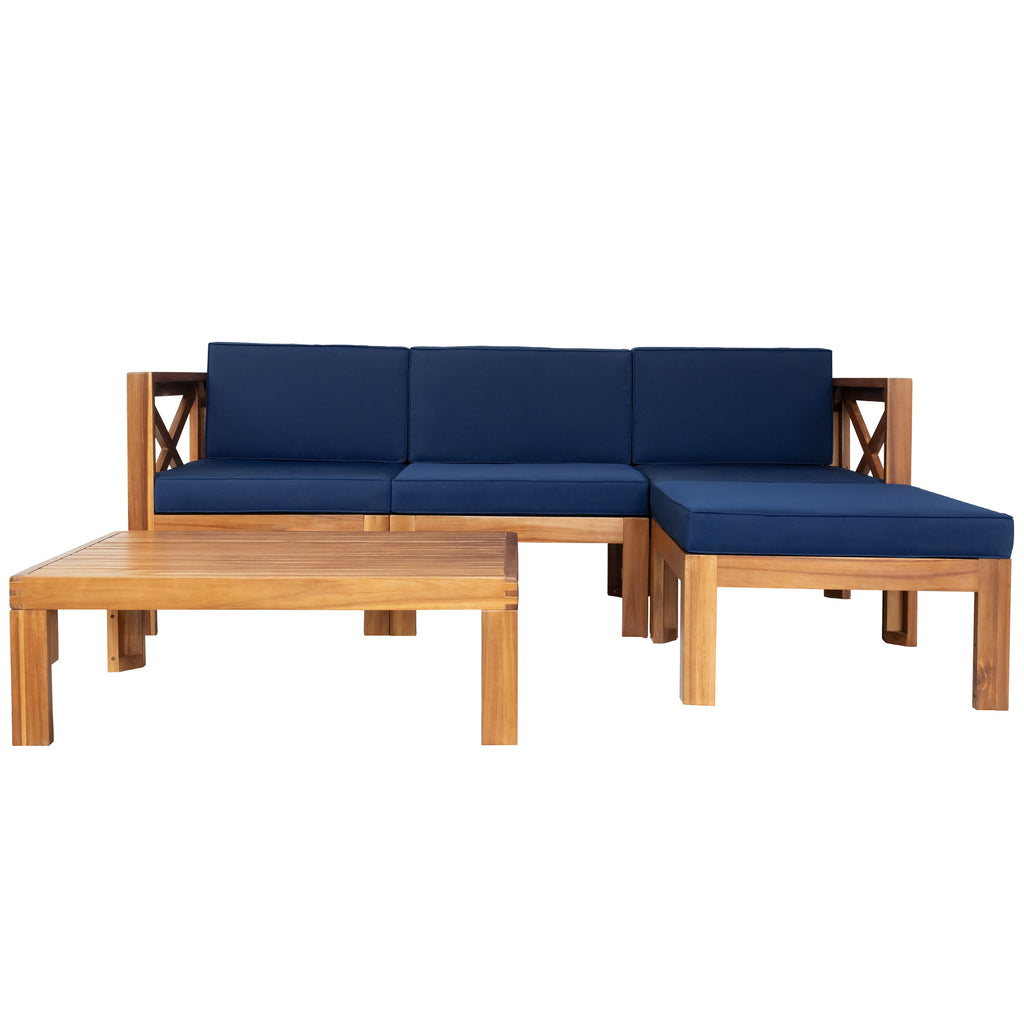 5-Piece Acadia Wood Outdoor Sectional Sofa Set