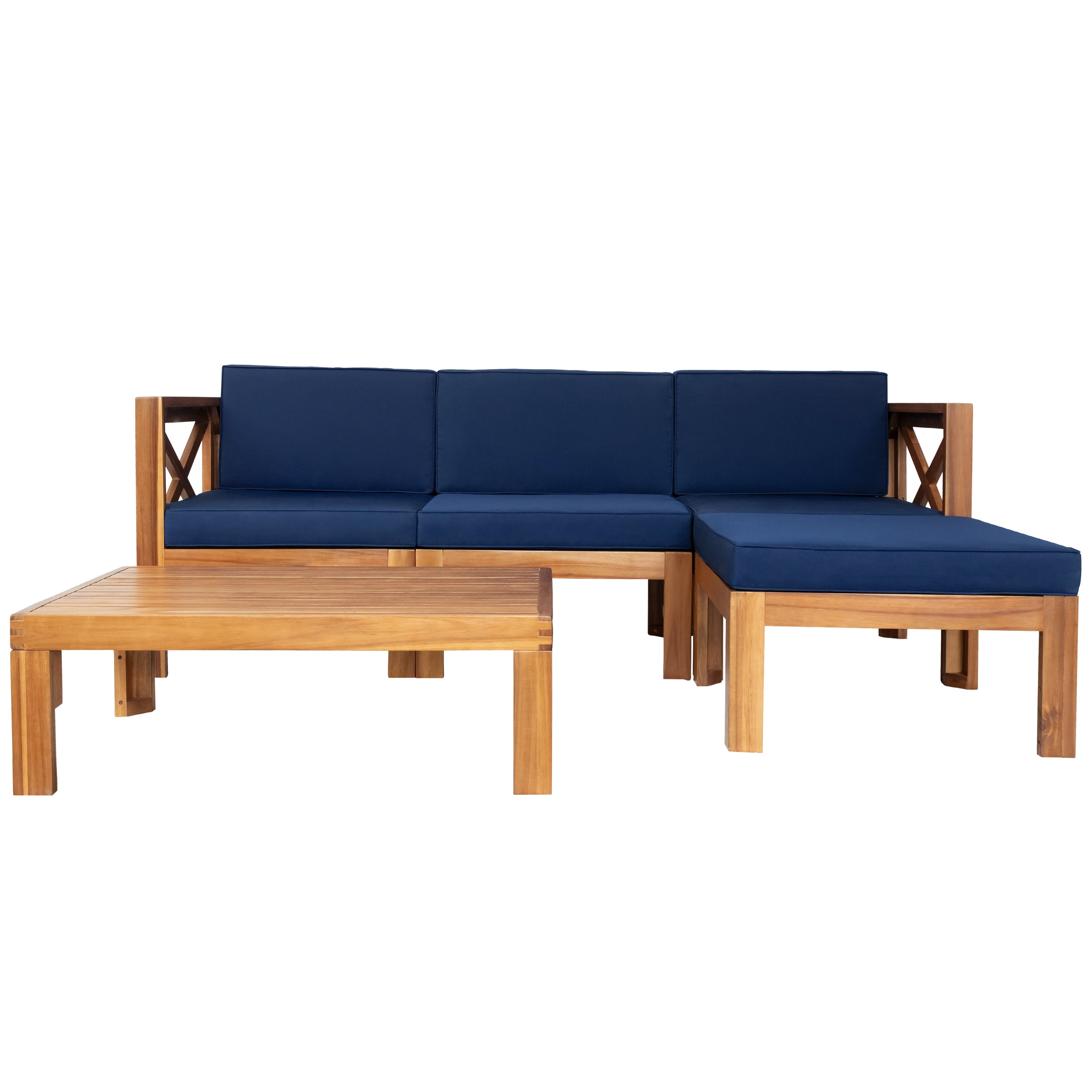 5-Piece Acadia Wood Outdoor Sectional Sofa Set