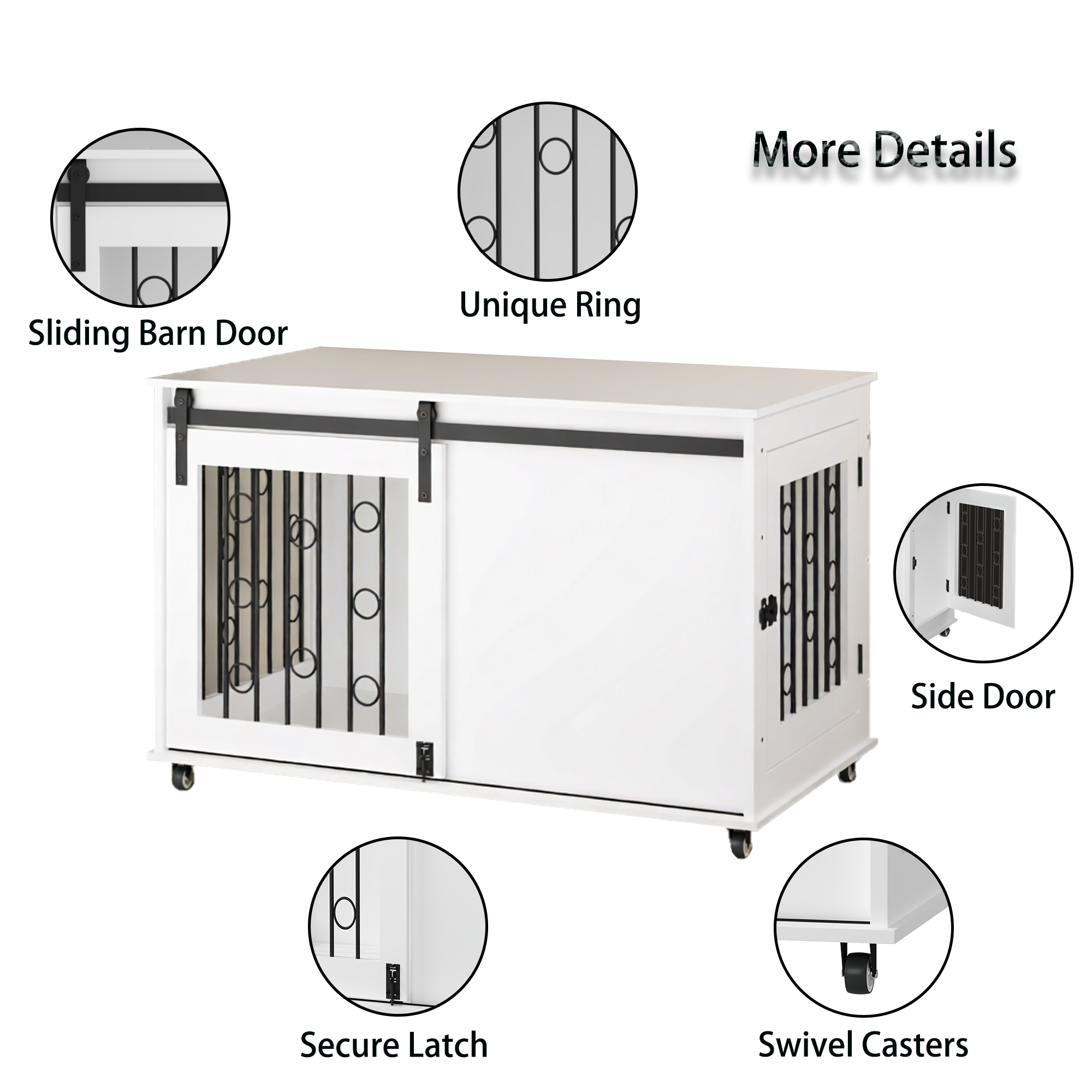 Modern Wooden Dog Crate with Sliding Barn Door
