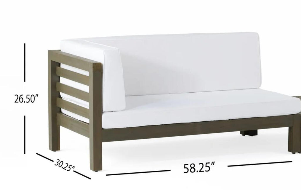 Outdoor Acacia Wood V-Shaped Sectional Sofa Set with Cushions – Modern