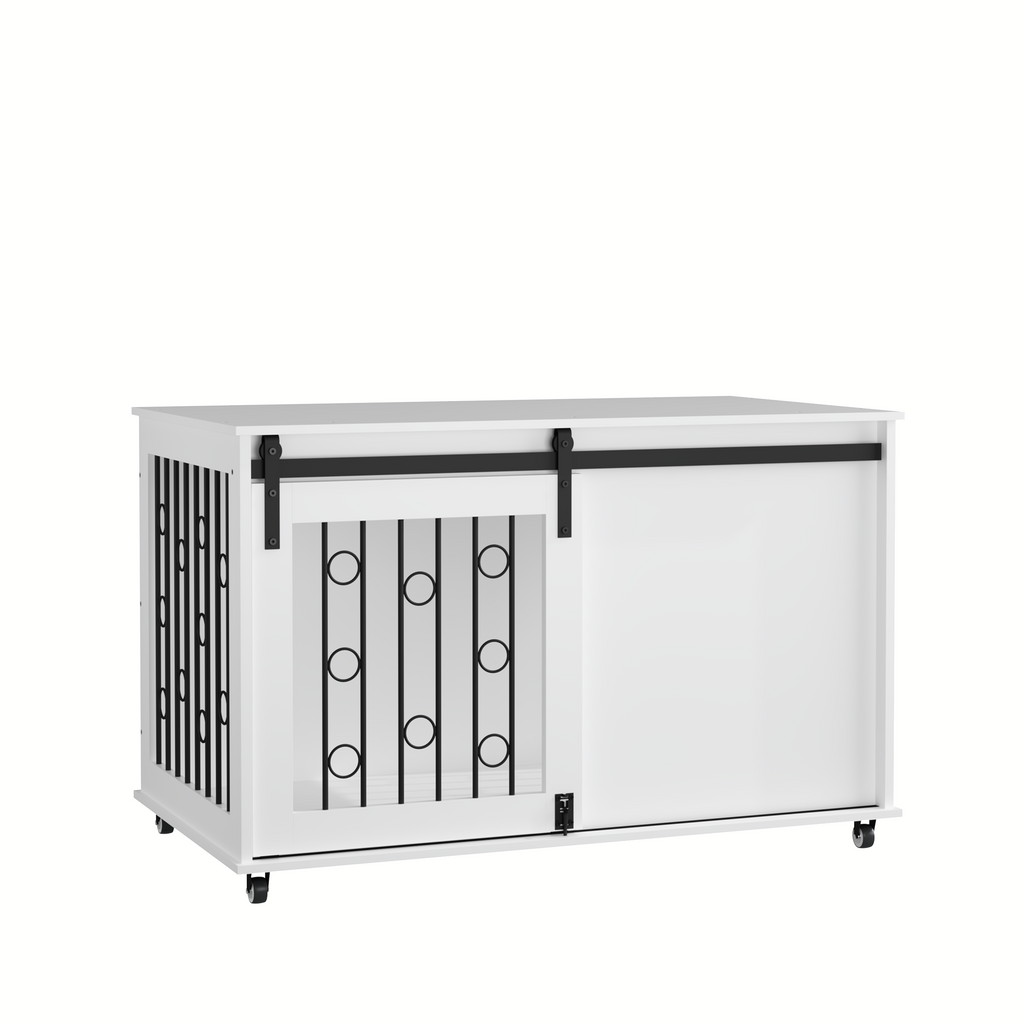 Modern Wooden Dog Crate with Sliding Barn Door