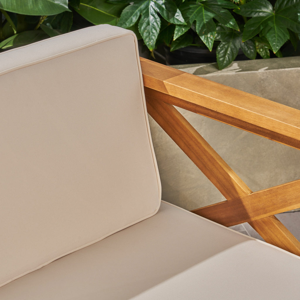 Acacia Wood L-Shaped Outdoor Sofa Set