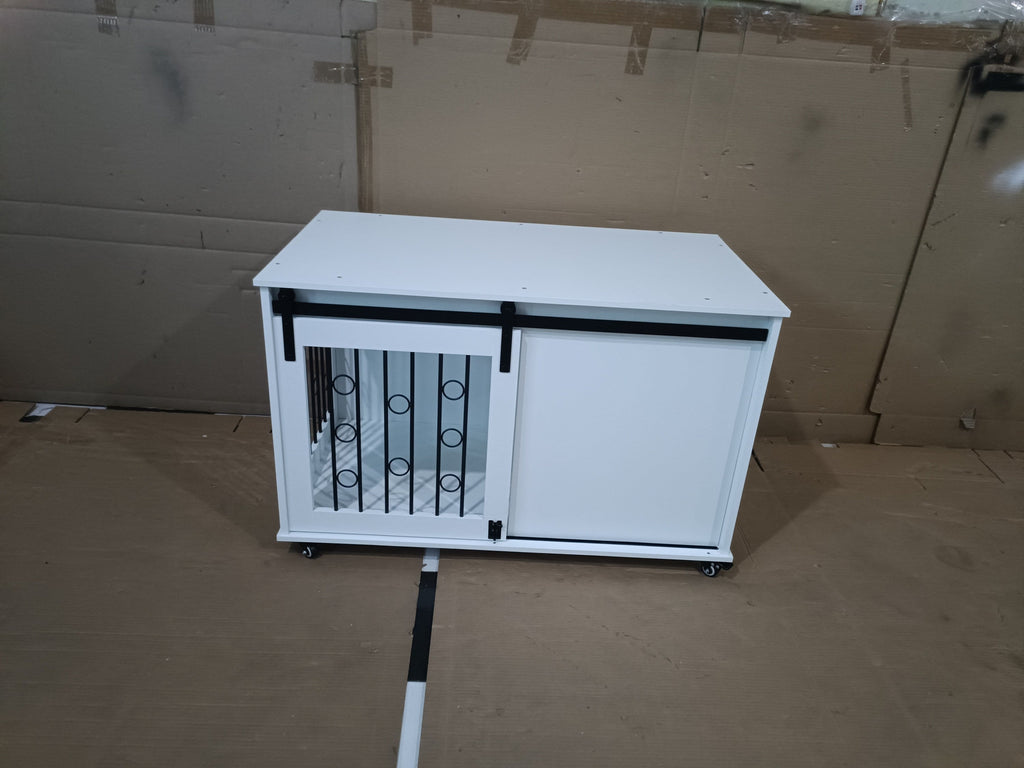 Modern Wooden Dog Crate with Sliding Barn Door