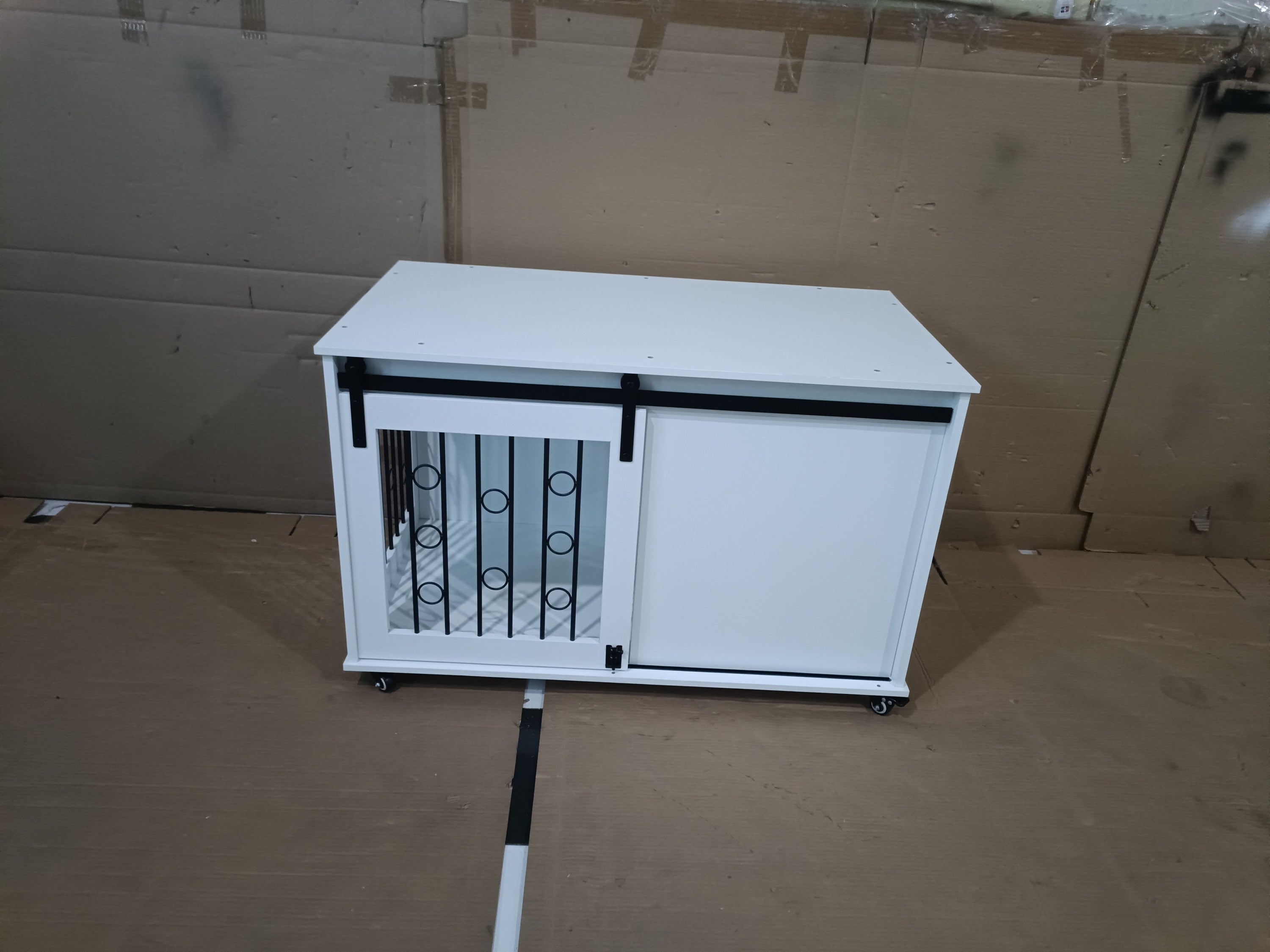 Modern Wooden Dog Crate with Sliding Barn Door