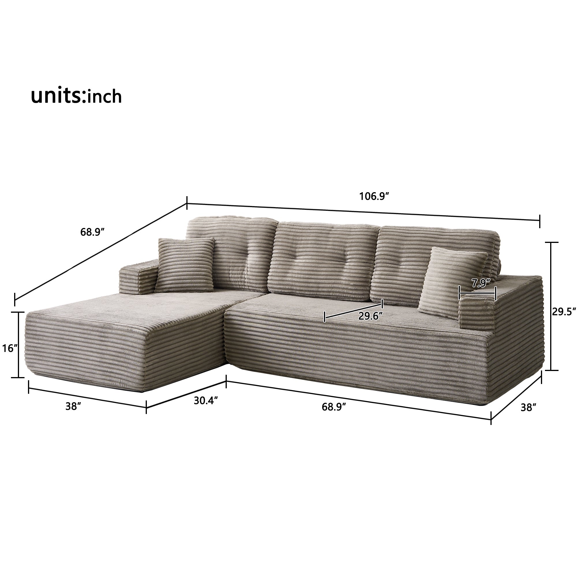 Right-Facing Compressed Chaise