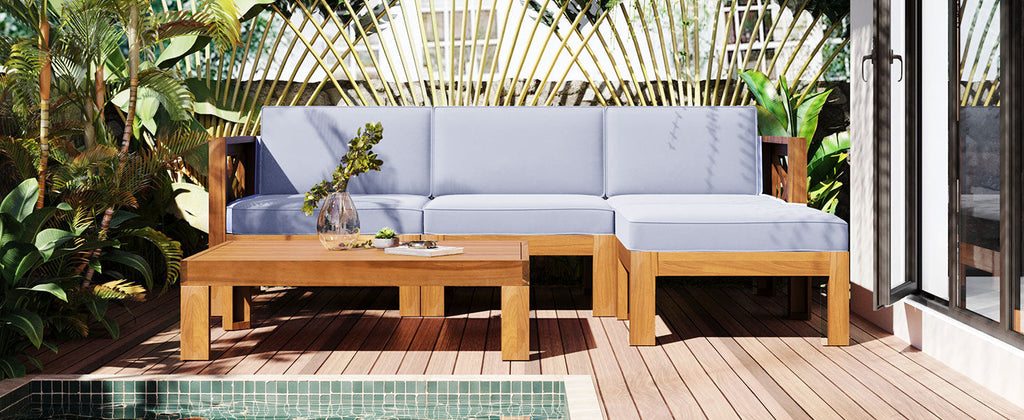 5-Piece Acadia Wood Outdoor Sectional Sofa Set