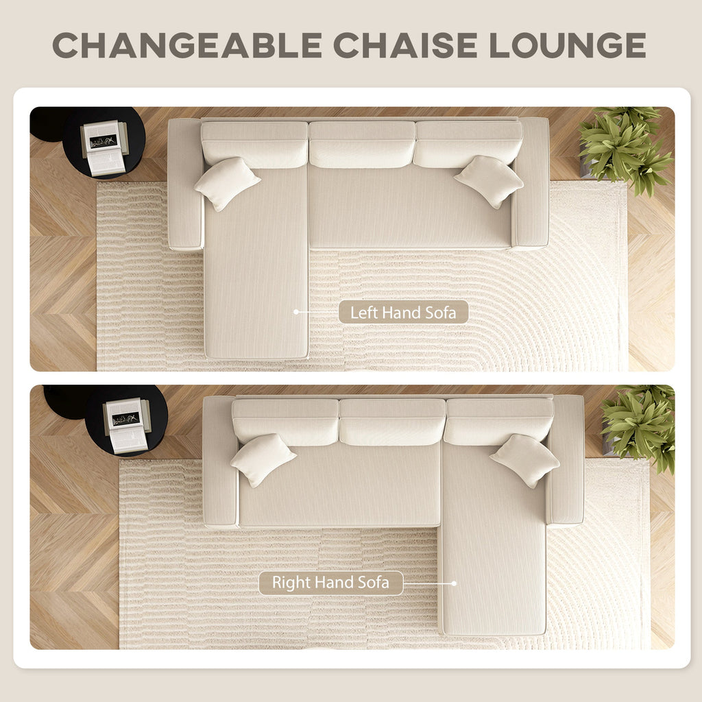 Corduroy Sofa With Reversible Chaise